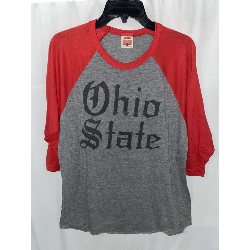 Homage Ohio State University Buckeyes Old English 3/4 Sleeve‎ Raglan Shirt Large